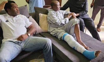 Peter Obi visits injured ex-Super Eagles player, Tijiani Babangida in Abuja