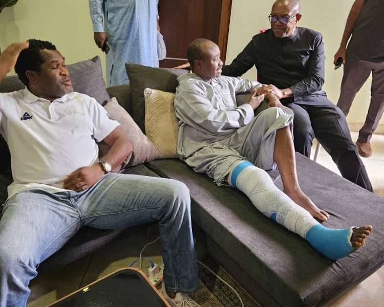 Peter Obi visits injured ex-Super Eagles player, Tijiani Babangida in Abuja
