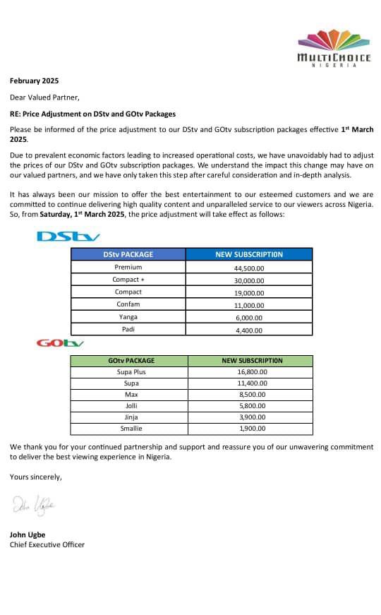 Again MultiChoice hikes DStv, Gotv subscription fees