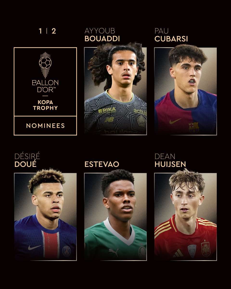 Ballon d’Or 2025: Nnadozie makes Yachine Trophy list as Kopa Trophy nominees unveiled
