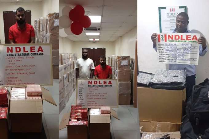 NDLEA arrests Indian businessman, others over N3.9bn tramadol at Lagos airport