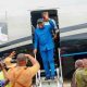 Fubara lands in Port Harcourt as supporters throng airport, Government House