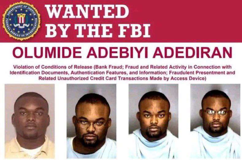 FBI offers N15m reward for fugitive Nigerian accused of U.S. bank, ID fraud