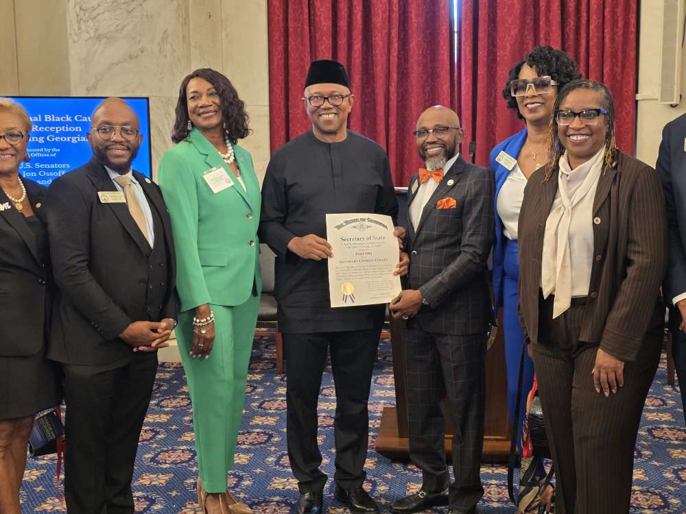 Peter Obi with honorary citizenship during Black Congressional Week in Washington