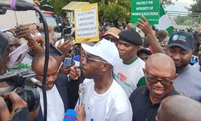Obi leads protest at National Assembly, seeks restoration of real-time e-transmission