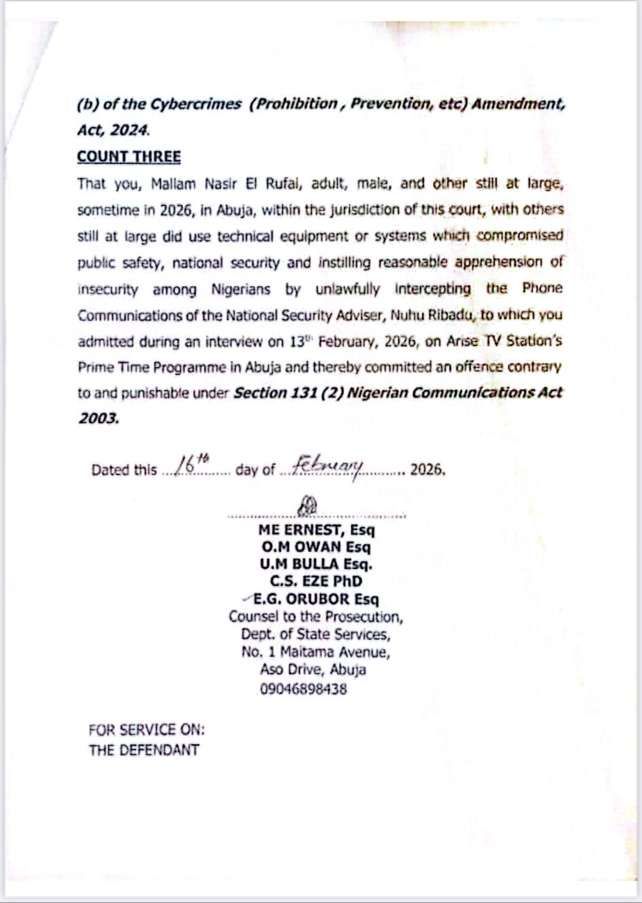 Update: DSS slams 3-count charge on el-Rufai over alleged interception of Ribadu’s phone calls