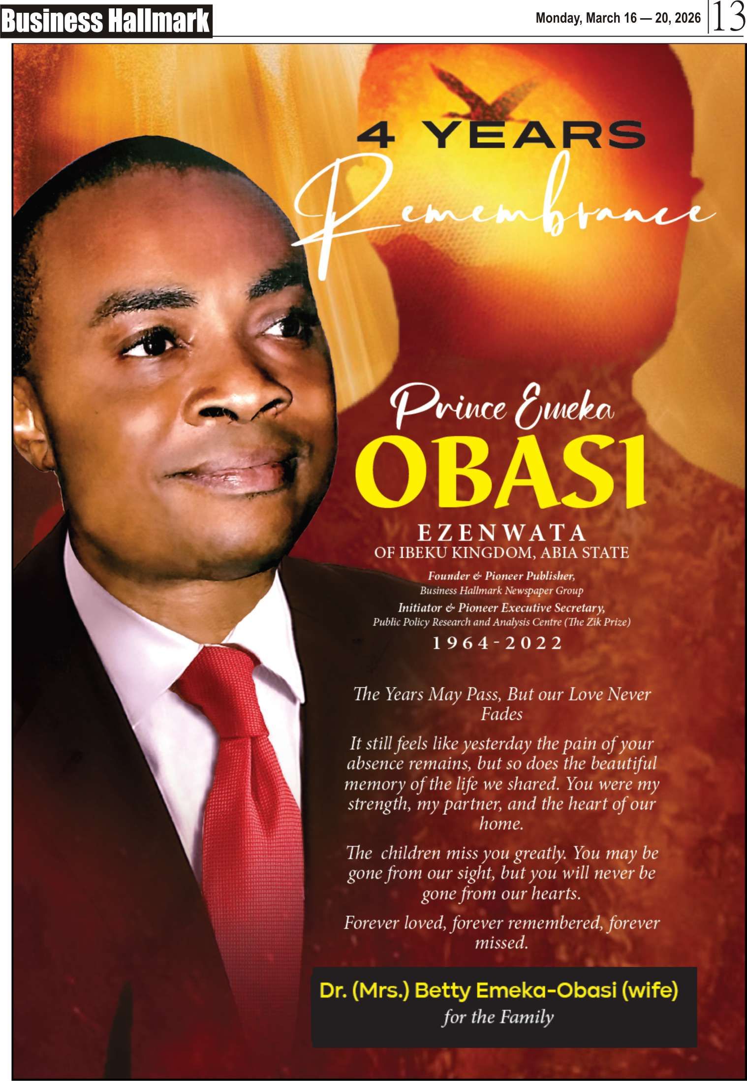 Four years on: Remembering Prince Emeka Obasi, journalist, publisher and visionary