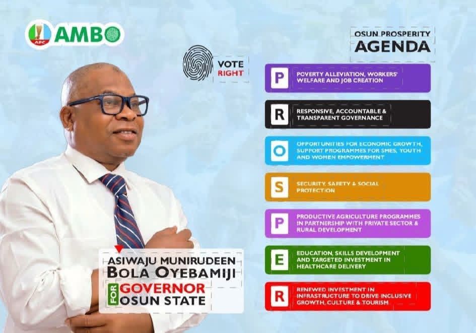 Osun Poll: Oyebamiji Unveils 7-Point “Prosperity” Agenda