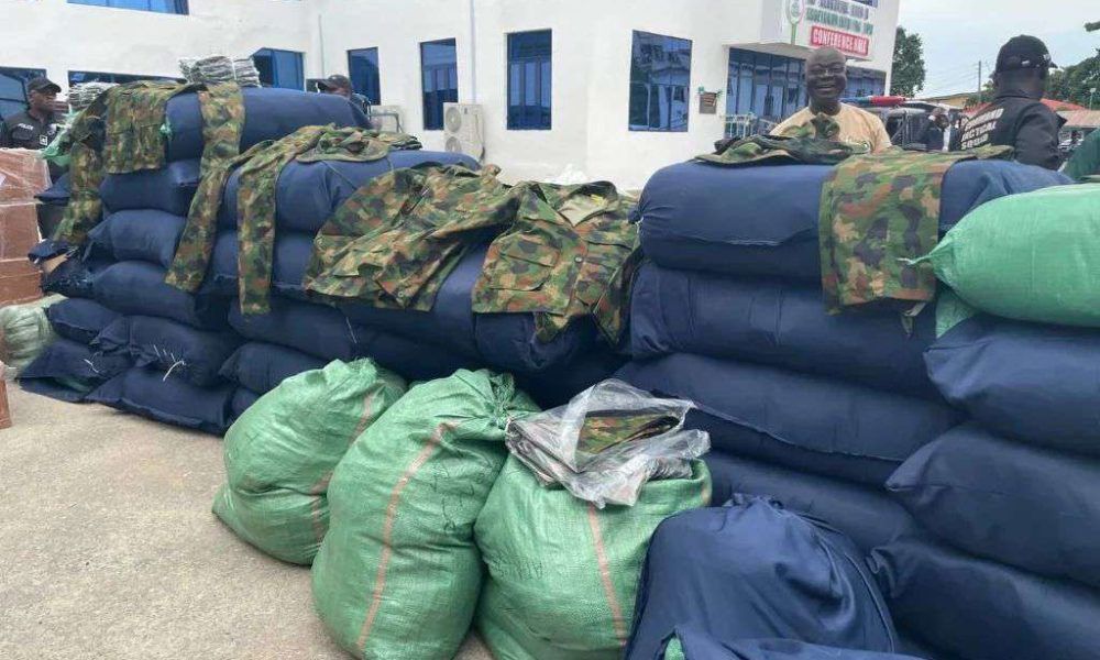 Police seize truck loaded with military uniforms, suspected drugs in Lagos