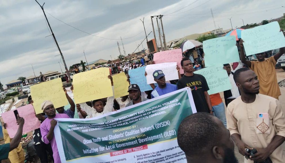 Osun:CSOs Stage Protest in Support of CP Gotan, Raise Concerns Over Security, Political Violence 