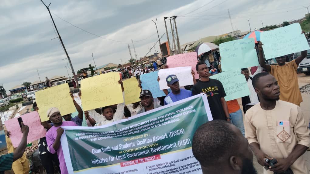 Osun:CSOs Stage Protest in Support of CP Gotan, Raise Concerns Over Security, Political Violence 